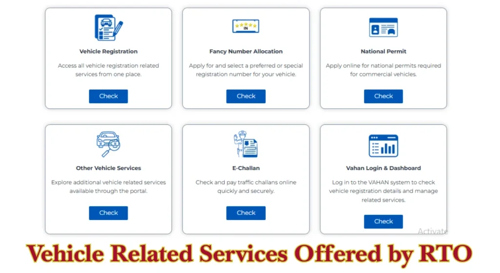 Vehicle Related Services Offered by RTO