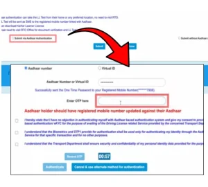 Select Aadhaar Authentication - OTP Verification