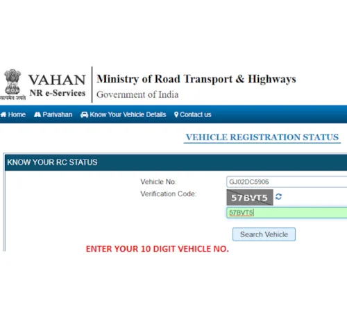 Enter Vehicle Registration Details